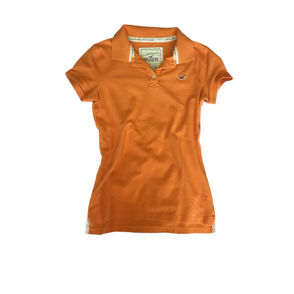 Hollister Orange Stretch Polo Top with Embroidered Logo · Size M - Picture 3 of 6